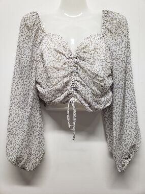 Cotton Candy LA Floral Ruched Crop Top Blouse Size M Y2K Cottagecore Festival